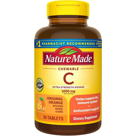 Frasco de suplemento Nature Made Vitamina C Naranja Original 90 tabletas