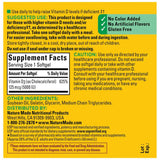 Tabla nutricional del suplemento Nature Made Vitamina D3 180cápsulas blandas