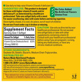 Tabla nutricional del suplemento Nature Made Vitamina D3 90 cápsulas blandas