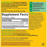 Tabla nutricional del suplemento Nature Made Vitamina D3 + K2 30 cápsulas blandas