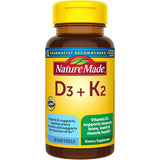 Frasco de suplemento Nature Made Vitamina D3 + K2 30 cápsulas blandas