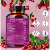 Tabla nutricional del suplemento Nature Target Fórmula Urinaria con D-Manosa, Arándano y Probióticos 90 Cápsulas Vegetales