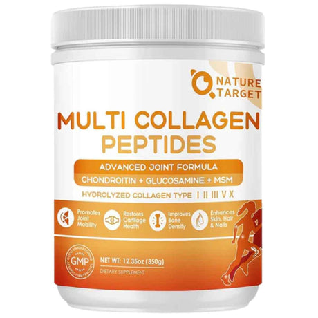 Frasco de suplemento Nature Target Multi Colágeno Hidrolizado 12.35 oz