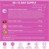 Tabla nutricional del suplemento Nature Target Probióticos para Mujer 100 Billion CFUs 90 cápsulas vegetales