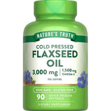 Frasco de suplemento Nature's Truth Aceite de Linaza 3000 mg 90 cápsulas blandas