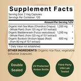 Tabla nutricional del suplemento NatureBell Alga Musgo de Irlanda 3000 mg 240 cápsulas veganas