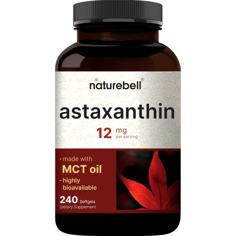 NatureBell astaxantina 12 mg por porción, frasco de 240 cápsulas blandas