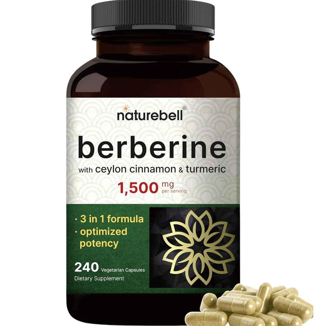 Frontal de NatureBell berberina con canela de Ceilán y cúrcuma 240 cápsulas