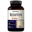 Frasco de suplemento Naturebell Biotina con Ácido Hialurónico 360 softgels