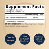 Tabla nutricional del suplemento NatureBell DHEA 100 mg 240 cápsulas