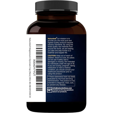 Advertencias de NatureBell glicinato de magnesio para la presentación de 240 cápsulas