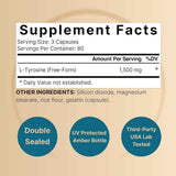 Tabla nutricional del suplemento NatureBell L-Tirosina 1500 mg 240 cápsulas