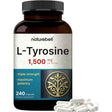 Frasco de suplemento NatureBell L-Tirosina 1500 mg 240 cápsulas