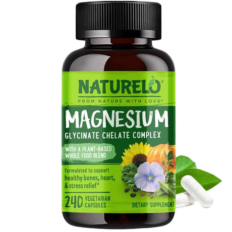 Frasco de NATURELO complejo de glicinato de magnesio quelado 240 cápsulas