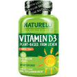 Frasco de suplemento Naturelo Vitamina D3 de Origen Vegetal 5000 UI 180 Cápsulas