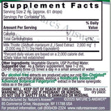 Tabla nutricional del suplemento Nature's Answer Extracto de Semilla de Cardo Mariano 30 ml