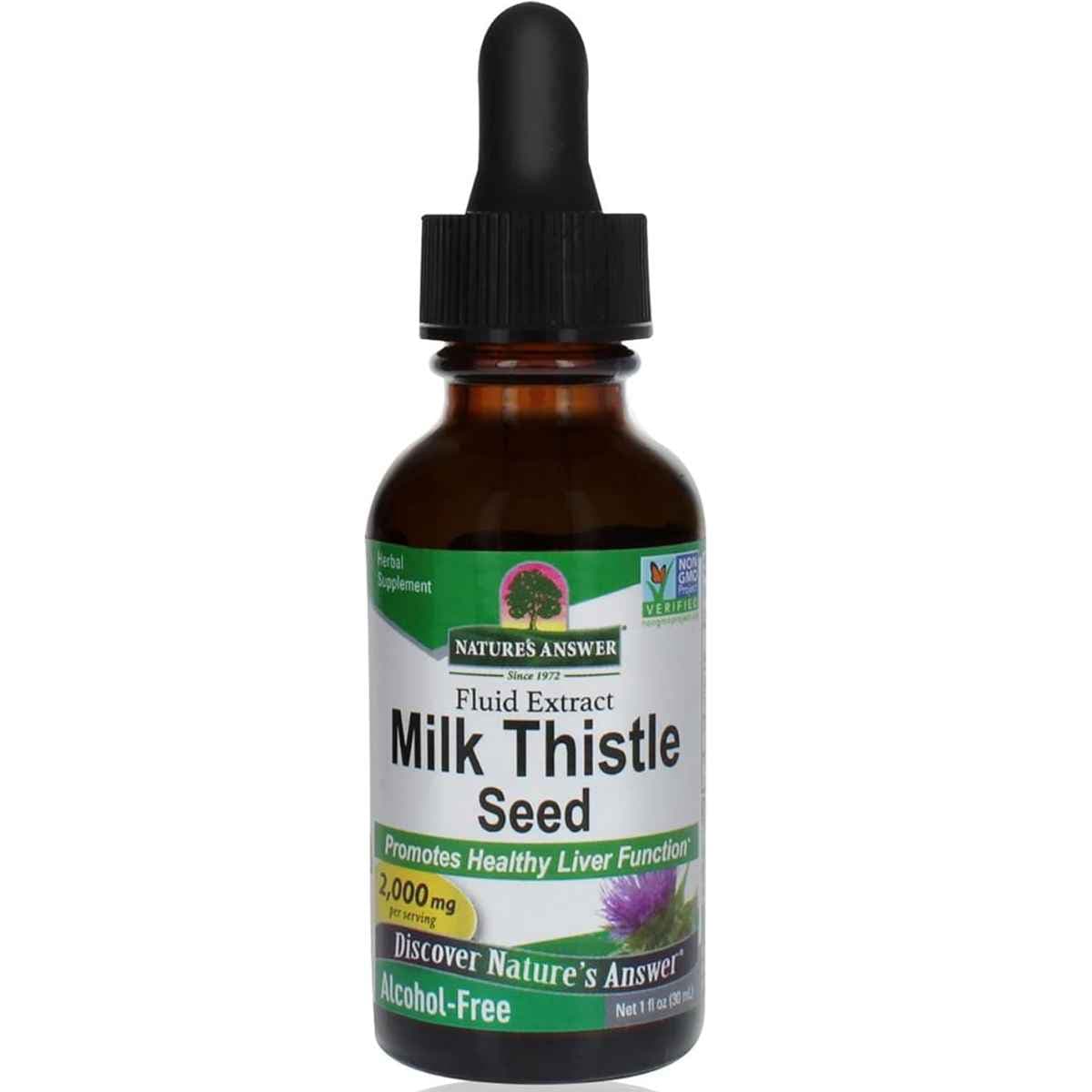 Frasco de suplemento Nature's Answer Extracto de Semilla de Cardo Mariano 30 ml