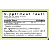 Supplement Facts Nature's Answer Graviola Soursop 1 oz, 30 porciones de 1 ml, 1000 mg por porción