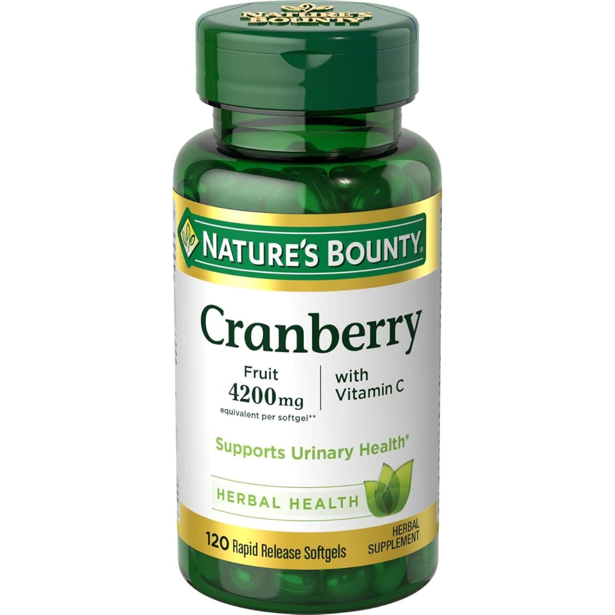 Frasco de suplemento Nature's Bounty Arándano Rojo 120 cápsulas blandas