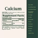 Tabla nutricional del suplemento Nature's Bounty Carbonato de Calcio con Vitamina D3 250 Tabletas
