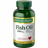 Frasco frontal de Nature's Bounty Fish Oil 1000 mg con 300 mg de Omega 3, 220 cápsulas blandas