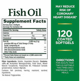 Información del suplemento de Nature's Bounty Fish Oil, presentación de 120 cápsulas blandas