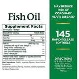 Información del suplemento de Nature's Bounty Fish Oil, presentación de 145 cápsulas Rapid Release