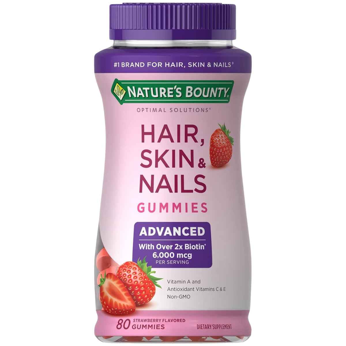 Nature’s Bounty gomitas de biotina 6000 mcg 80 gomitas frontal