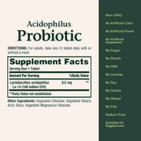 Tabla nutricional del suplemento Nature's Bounty Lactobacillus acidophilus 120 tabletas