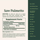 Tabla nutricional del suplemento Nature's Bounty Saw Palmetto 450 mg en cápsulas