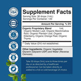 Tabla nutricional del suplemento Nature's Craft Gotas de Hoja de Gordolobo Orgánico 120 mL