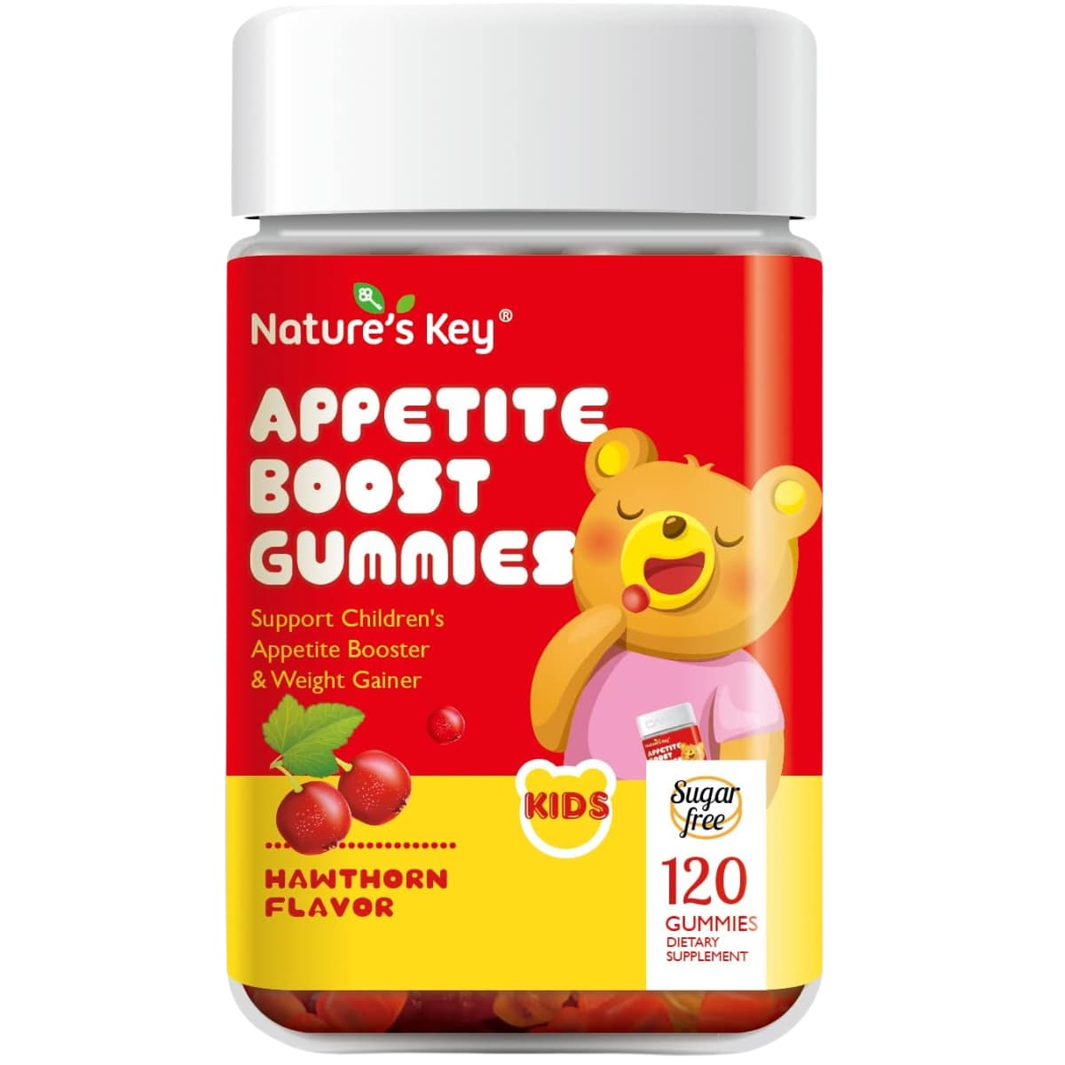 Frasco de suplemento Nature's Key Espino Blanco 120 gomitas