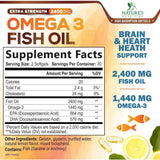 Tabla nutricional del suplemento Nature's Nutrition Aceite de Pescado Omega 3 Sabor Limón 1440 mg Omega-3 60 cápsulas blandas