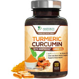 Frasco de suplemento Nature's Nutrition Cúrcuma 120 cápsulas