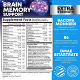 Tabla nutricional del suplemento Nature's Nutrition Nootrópico Bacopa/DMAE 180 cápsulas