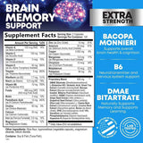 Tabla nutricional del suplemento Nature's Nutrition Nootrópico Bacopa/DMAE 240 cápsulas
