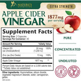 Tabla nutricional del suplemento Nature's Nutrition Vinagre de Sidra de Manzana 1877 mg 120 cápsulas