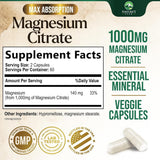 Tabla nutricional del suplemento Nature's Peak Citrato de Magnesio 1000 mg 120 cápsulas vegetales