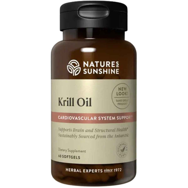 Frasco de Nature's Sunshine aceite de krill con Omega 3 y vitamina K2, 60 cápsulas blandas
