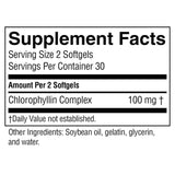 Tabla nutricional del suplemento Nature's Sunshine Clorofila 60 cápsulas blandas