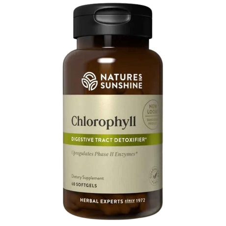 Frasco de suplemento Nature's Sunshine Clorofila 60 cápsulas blandas