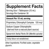 Tabla nutricional del suplemento Nature's Sunshine Clorofila Líquida 120 mg 460 ml