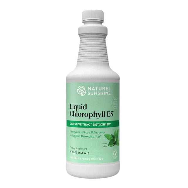 Frasco de suplemento Nature's Sunshine Clorofila Líquida 120 mg 460 ml