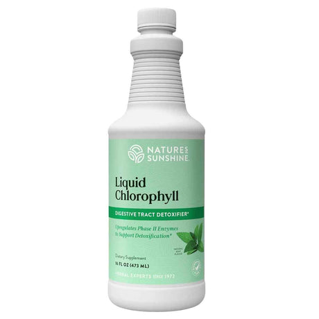 Frasco de suplemento Nature's Sunshine Clorofila Líquida Sabor Menta 473 mL