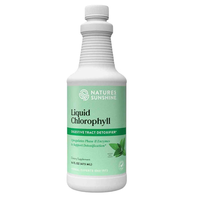 Frasco de suplemento Nature's Sunshine Clorofila Líquida Sabor Menta 473 mL