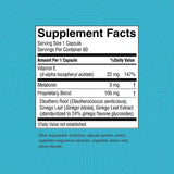 Tabla nutricional del suplemento Nature's Sunshine Melatonina Extra 60 cápsulas