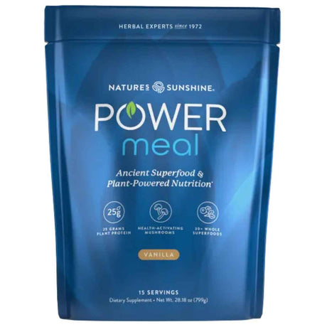 Envase de Nature’s Sunshine Power Meal proteína vegetal en polvo sabor vainilla