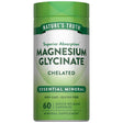 Frasco frontal de Nature’s Truth glicinato de magnesio, presentación de 60 cápsulas