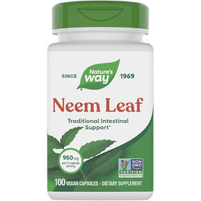 Frasco de suplemento Nature's Way Hoja de Neem 100 cápsulas veganas