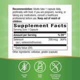 Tabla nutricional del suplemento Nature's Way Selenio (como L-Selenometionina) 200 mcg - 100 Cápsulas